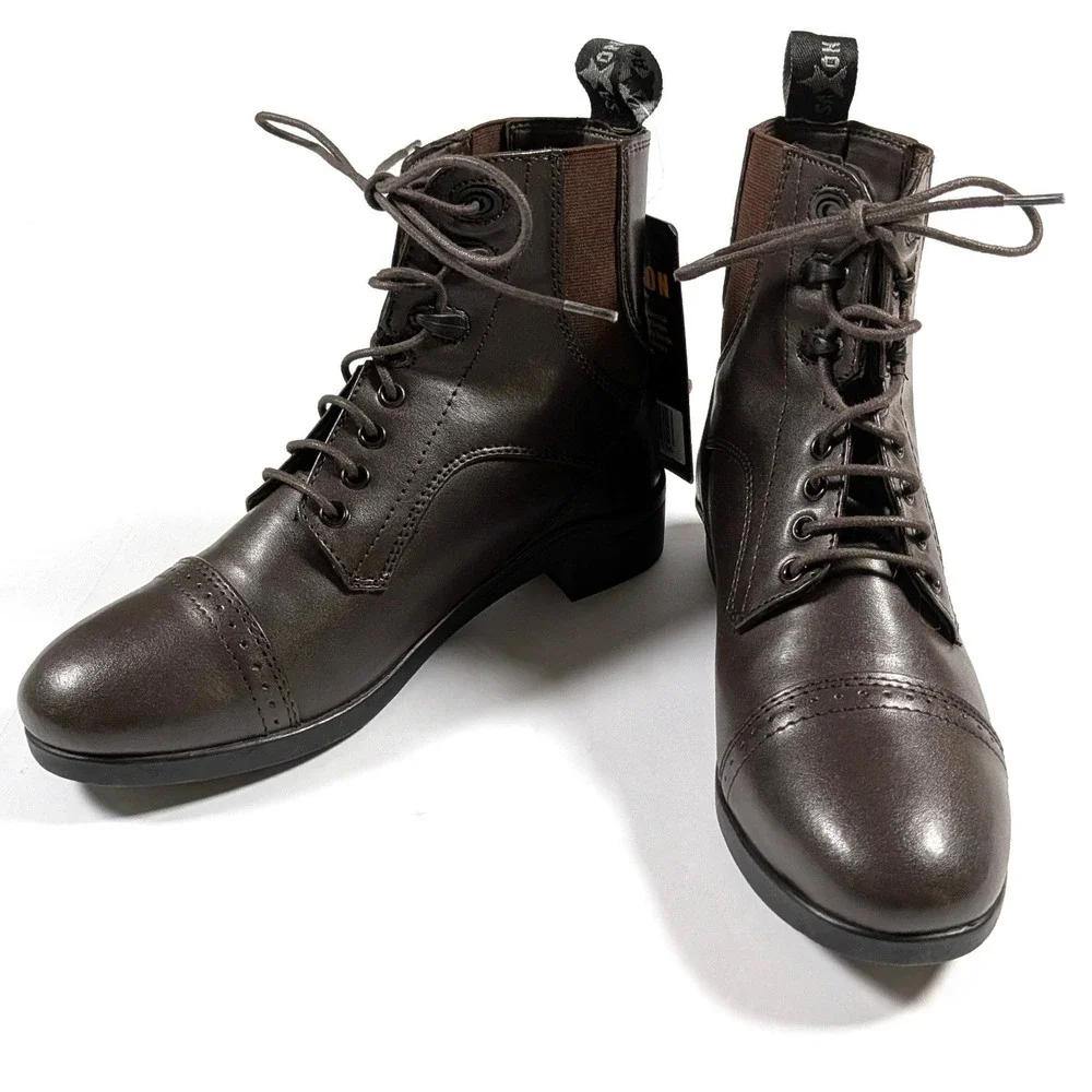 Saxon Syntovia Paddock Boots Lace Up Cap Toe Equestrian Dark Academia Sz 6